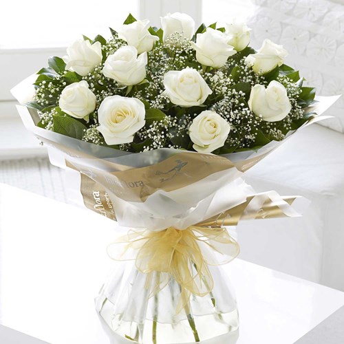 Send Heavenly White Rose Hand-tied